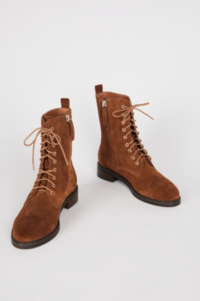 Women Boots Intentionally Blank Elaine Suede Lace Up Boot