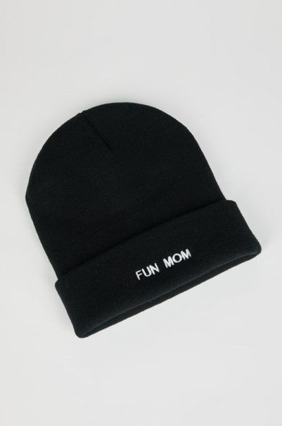 Fun Mom Knit Beanie Slogan Caps Women Intentionally Blank