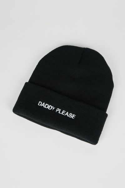 Intentionally Blank Daddy Please Knit Beanie Women Slogan Caps