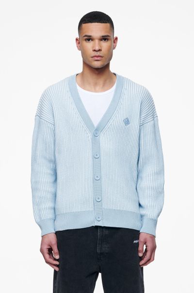 Men Pegador Cohen Crochet Cardigan Riviera Blue Sweaters