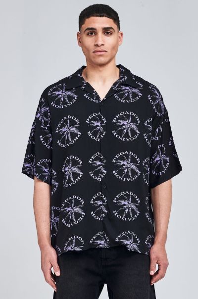 Pegador Men Shirts Micco Summer Shirt Black Purple Paste
