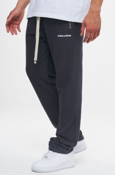 Men Ribbed Wide Sweat Pants Washed Graphit Pants & Joggers Pegador Washed Graphit