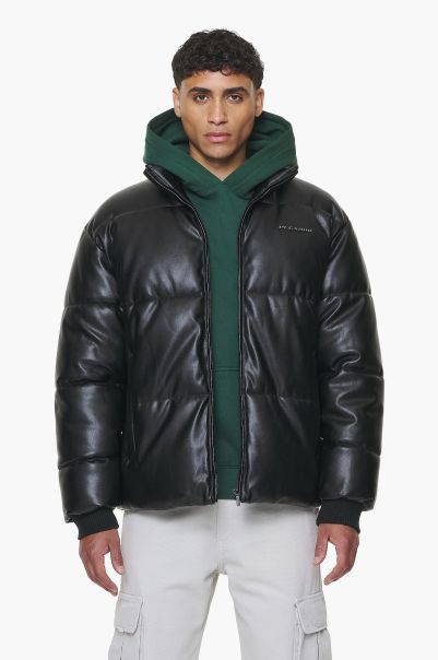 Jackets Black Men Pegador Solin Vegan Leather Puffer Jacket Black