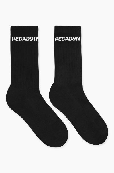 Pegador Side Logo Socks Black White Black White Socks Men