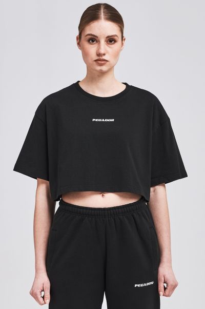 Women Pegador Tees Layla Oversized Cropped Tee Washed Coal Washed Coal